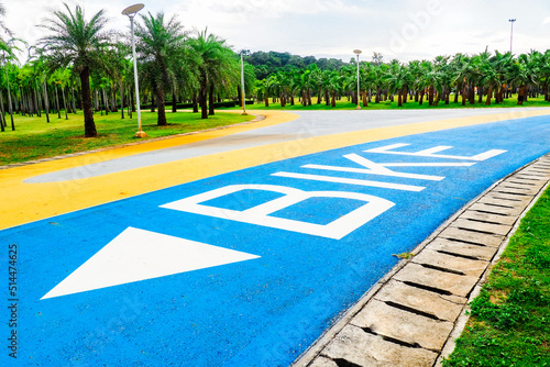 road for cycling Beautiful in the parks of Thailand. safe cycling concept
