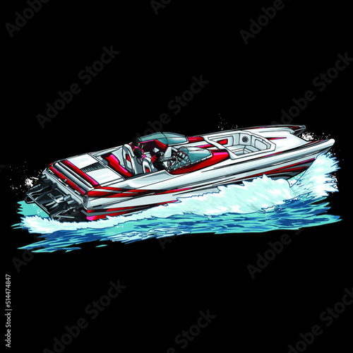 boat isolated on black background for poster, t-shirt print, business element, social media content, blog, sticker, vlog, and card. vector illustration.