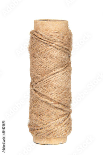 Jute thread craft roll isolated on the white background