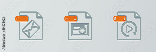 Set line GIF file document, MSG and BMP icon. Vector