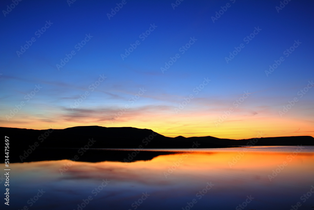 morning lake with mountain before sunrise