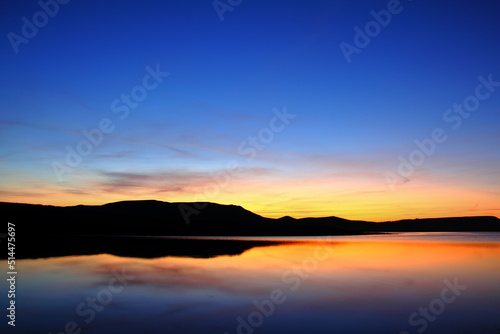  morning lake with mountain before sunrise