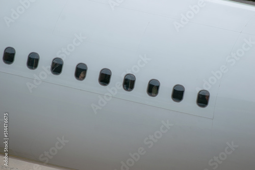 close-up windows of airplane 