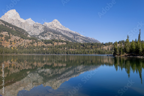 Scenic Taggart Lake in Teton National Park in Autumn