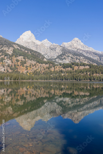 Scenic Taggart Lake in Teton National Park in Autumn