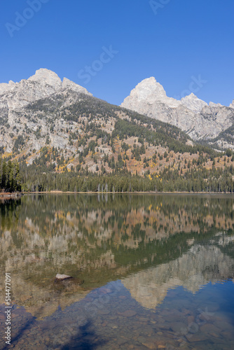 Scenic Taggart Lake in Teton National Park in Autumn photo