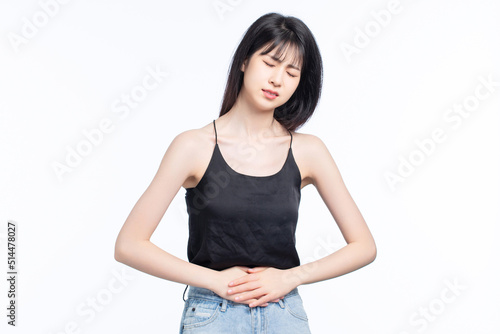 Asian girl on white background