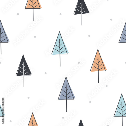 Seamless forest pattern  in Scandinavian style for fabric  wallpaper  clothes  swaddles  apparel and all your creative projects