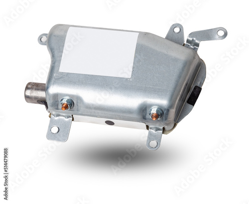 Spare part and interior element from a car side airbag in the door on a white isolated background. Auto service industry