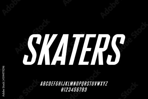 Modern sleek sporty display font vector with number