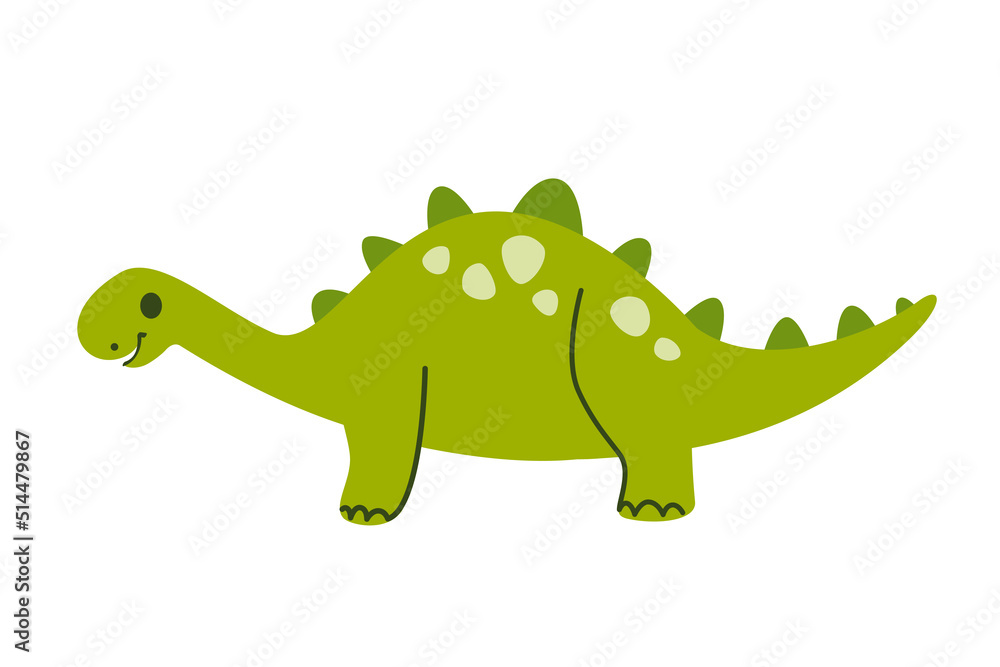 Naklejka premium Cartoon dinosaur - stegosaurus. Cute character for children. Vector illustration in cartoon style.
