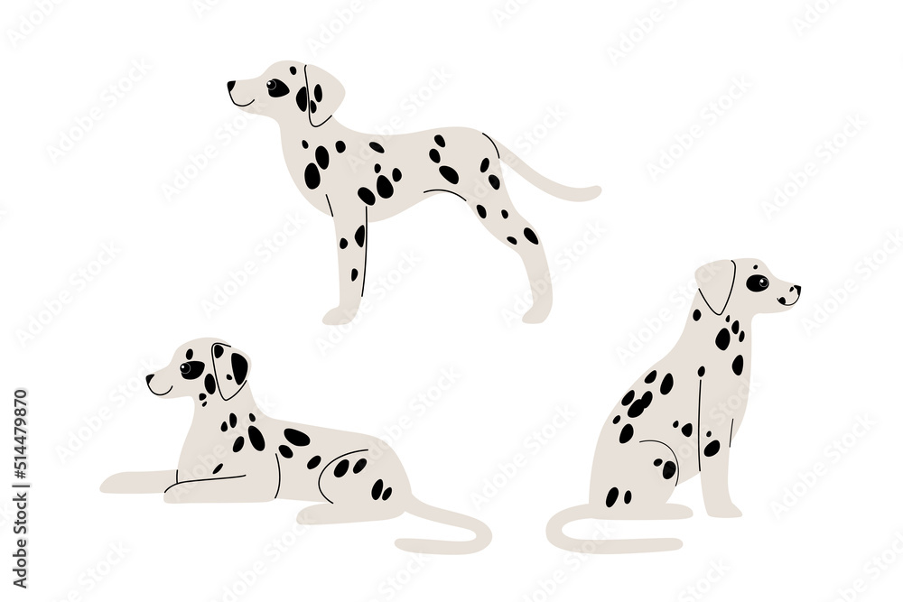 Cartoon happy dalmatians. Flat vector illustration for prints, clothing ...