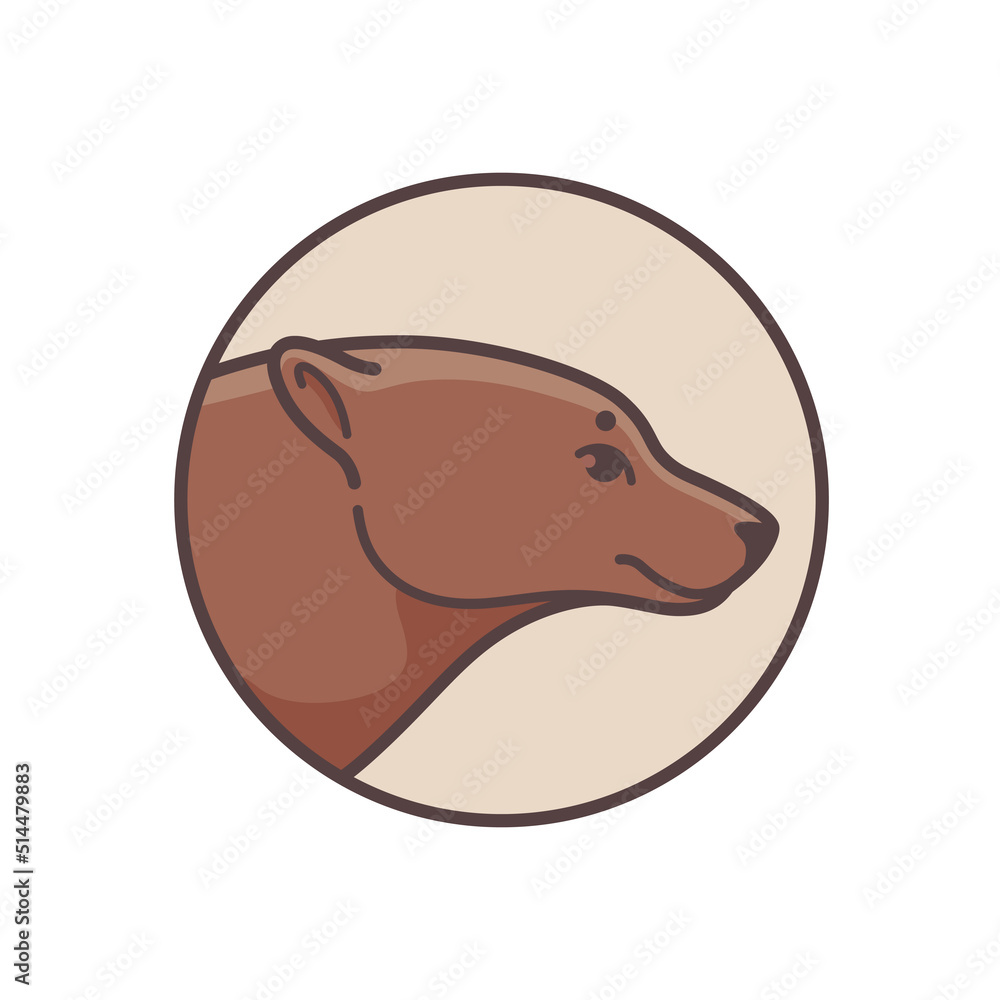 Vector logo design template - illustration of bear head. Contour vector illustration for emblem, badge, insignia.