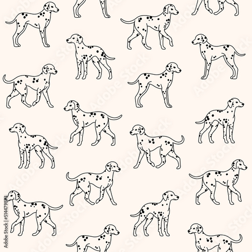 Cartoon happy dalmatians - simple trendy pattern with dogs. Flat vector illustration for prints, clothing, packaging and postcards. 