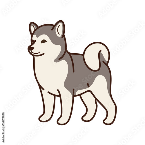 Cartoon husky illustration. Childish print for nursery, kids apparel, poster, postcard, pattern.