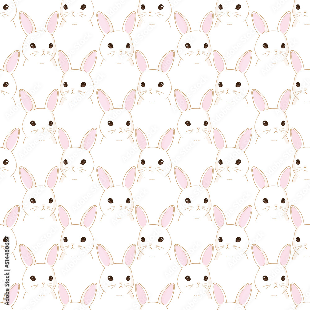 Seamless pattern with cartoon bunnies for kids. Abstract art print. Hand drawn background with cute animals. Seamless pattern with cartoon bunnies for kids. Abstract art print. Hand drawn background with cute animals.