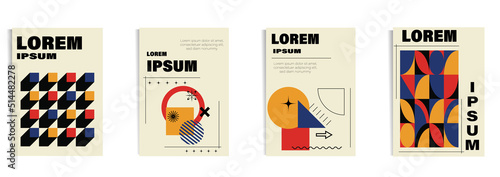 set of for templates inspired by bauhaus style with space for text