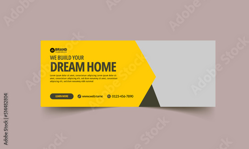 Real estate timeline cover banner template design, Set of modern abstract flat corporate real estate construction cover, banner, social media post, timeline cover, web banner, template design