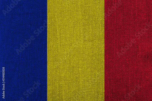 Patriotic classic denim background in colors of national flag. Chad