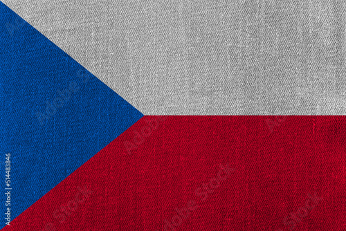 Patriotic classic denim background in colors of national flag. Czech Republic