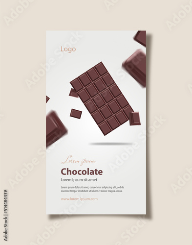 Chocolate flyer with chocolate pieces and bar