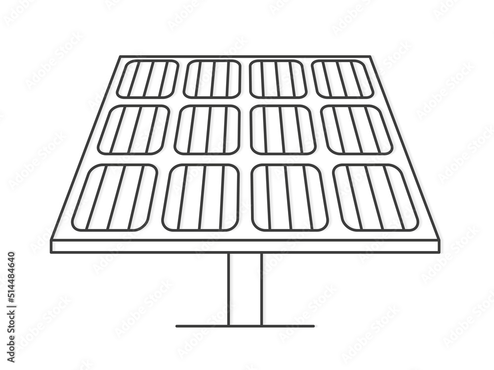 black outline of solar panel cell, clean sustainable, renewable power