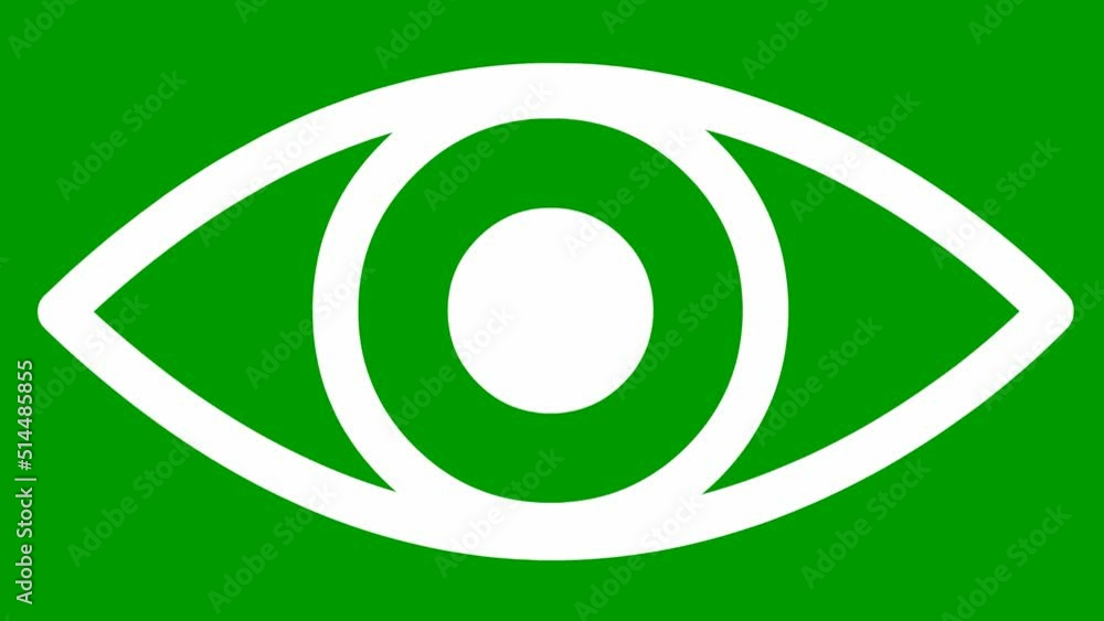 Animated white eye close. blinks an eye. Linear icon. Looped video. Vector illustration on green background. Animated white eye close. blinks an eye. Linear icon. Looped video. Vector illustration on green background.