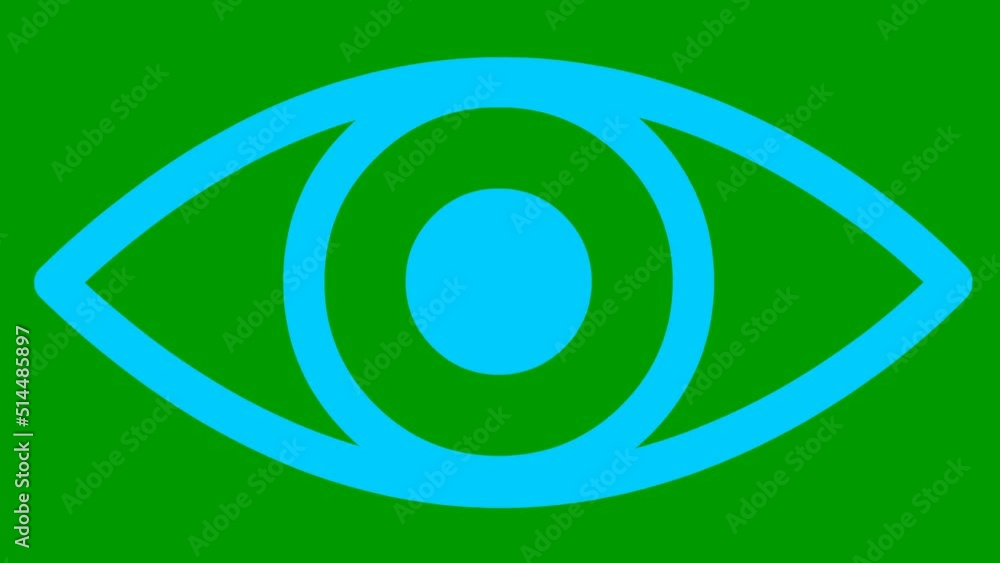 Animated blue eye close. blinks an eye. Linear icon. Looped video. Vector illustration on green background. Animated blue eye close. blinks an eye. Linear icon. Looped video. Vector illustration on green background.