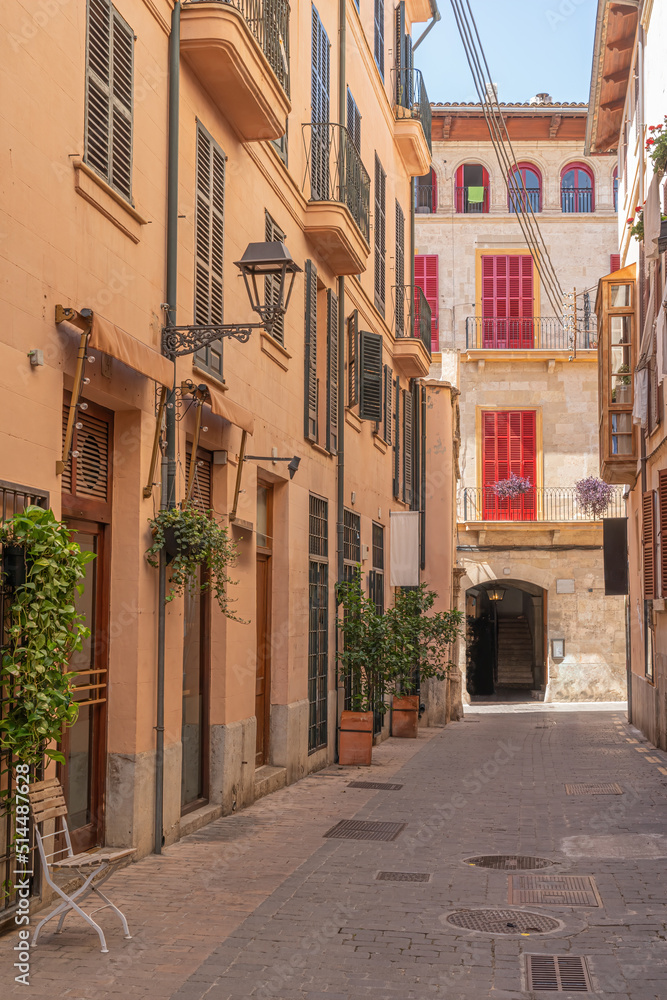 Typical street in Palma on the island of Majorca