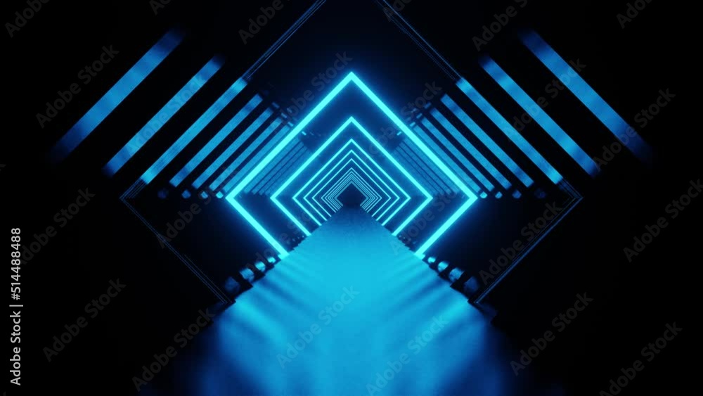 New light blue square tunnel with mirrored lines background VJ loop New light blue square tunnel with mirrored lines background VJ loop