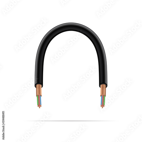 N letter electric cable design. Vector realistic font for logo, app logo, creative template etc.