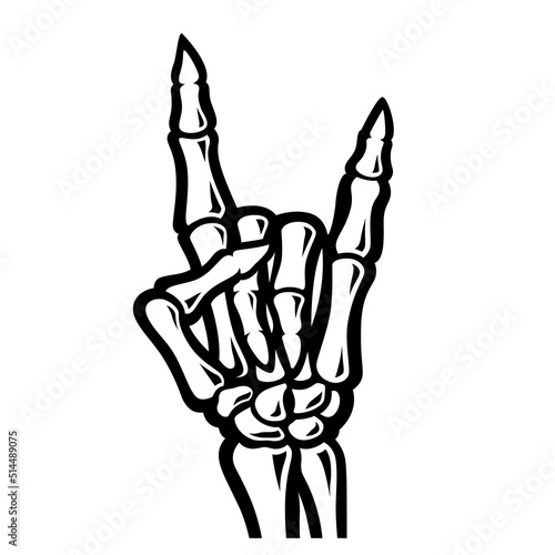 skeletons hand showing a goat gesture