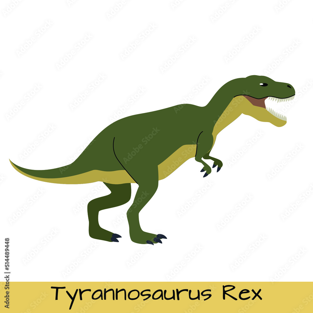 Tyrannosaurus Rex dinosaur vector illustration isolated on white background.