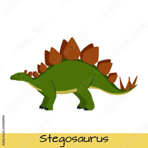 Stegosaurus dinosaur vector illustration isolated on white background.