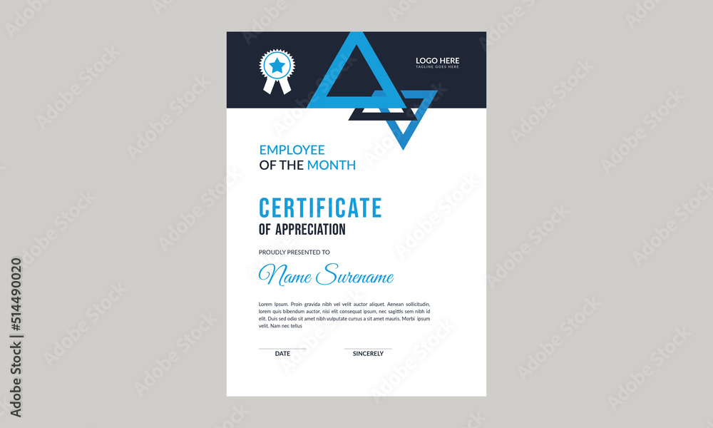 Vertical Certificate Template Layout Stock Vector | Adobe Stock