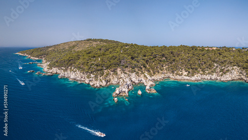 Italy, July 2022- aerial view of San Domino of the Tremiti islands