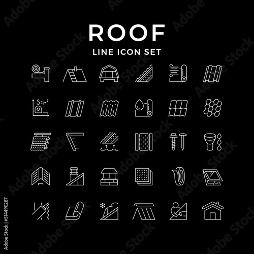 Set line outline icons of roof
