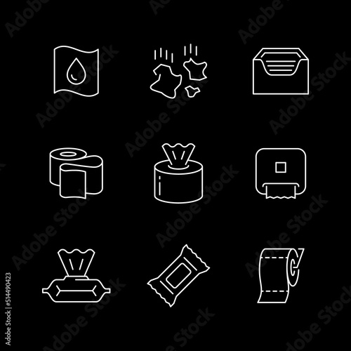 Set line icons of napkins and toilet paper