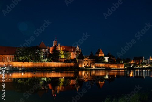 Castle in Malbork at night