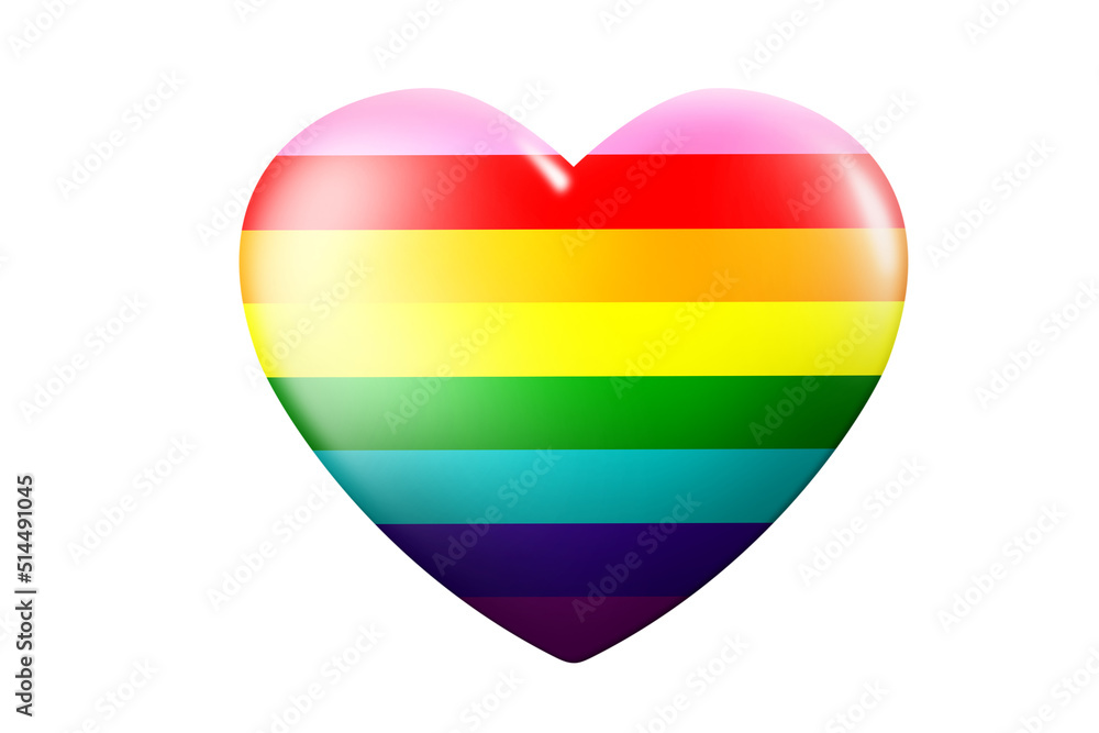 3d colorful rainbow cartoon heart shape isolated on white background 3d illustration. 3d colorful rainbow cartoon heart shape isolated on white background 3d illustration.