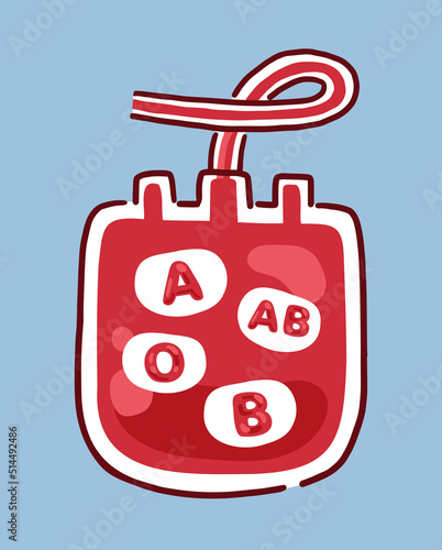 blood bag with blood type sign inside