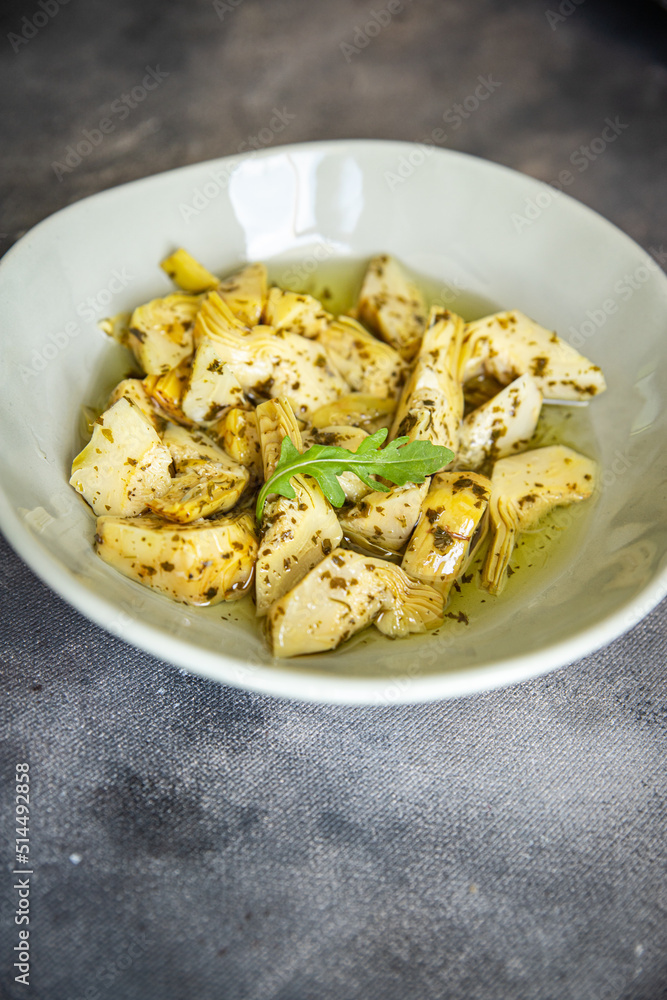 artichoke canned fresh healthy meal food snack diet on the table copy space food background rustic top view artichoke canned fresh healthy meal food snack diet on the table copy space food background rustic top view