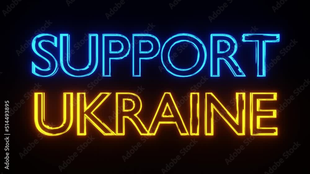 Support Ukraine rotated text animation loop background Support Ukraine rotated text animation loop background