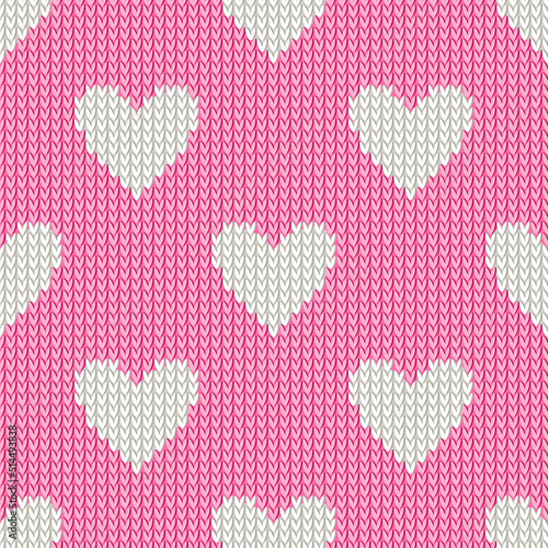 Knitted  Hearts Seamless Pattern