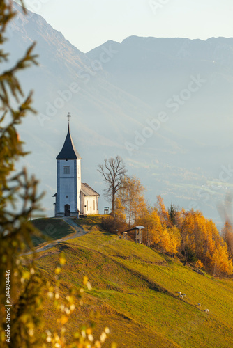  Jamnik Church in the Sunset, Julian Alps Summits Jamnik, Slovenia