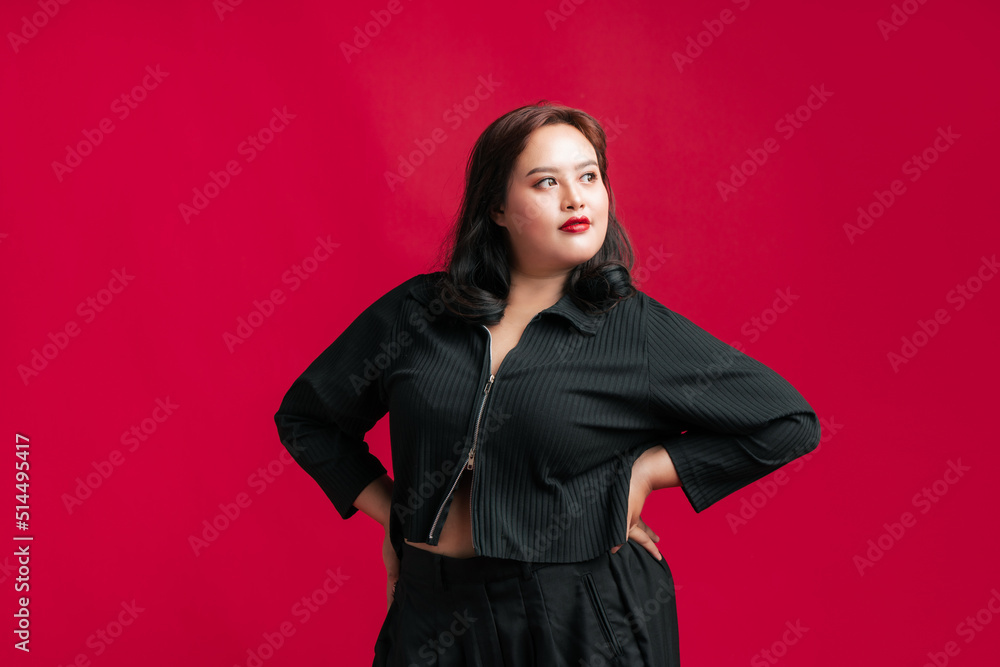Portrait Beautiful Confidence Asian Woman Plus Size Model Posing In portrait-beautiful-confidence-asian-woman-plus-size-model-posing-in