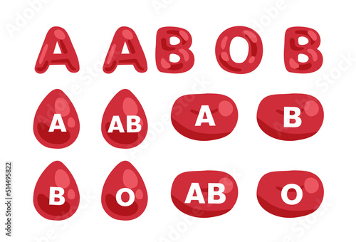 blood group type in variation design and font