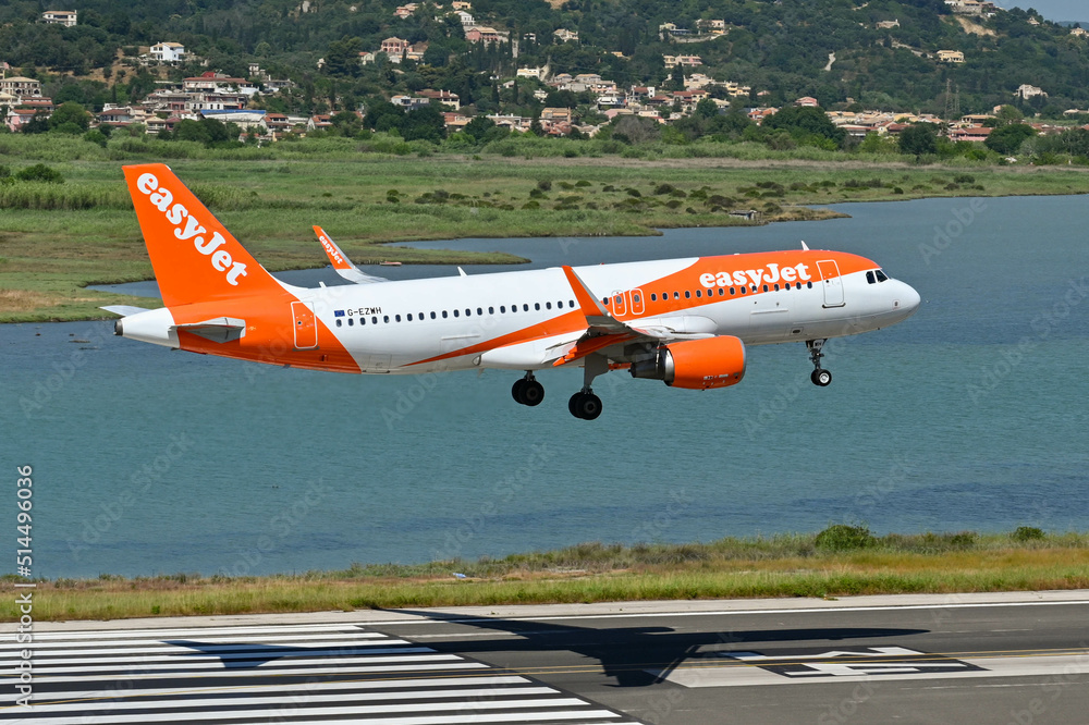 Corfu, Greece June 2022 Easyjet Airbus A320 jet (registration GEZWH