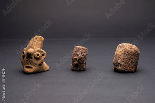 DETAILS OF ANCIENT PERUVIAN CERAMICS OBJECTS