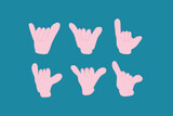 shaka hand gesture sign design vector flat illustration